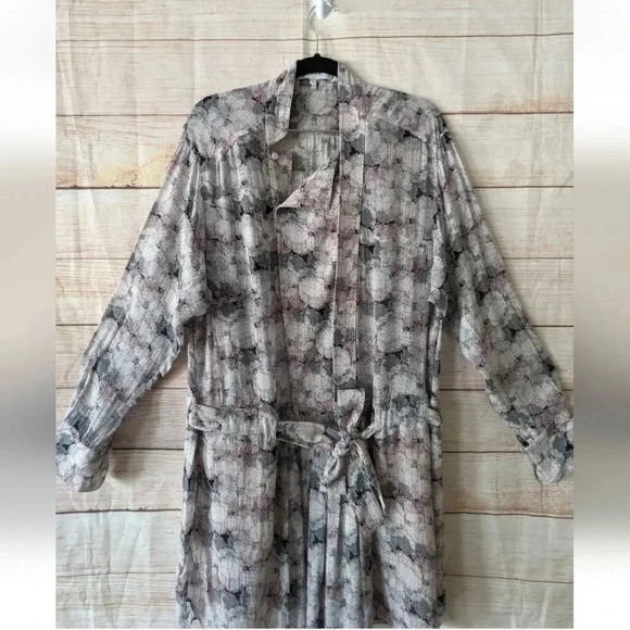 REISS Women's Size 4 (UK-8)  Alice Circle Printed Shirt Dress Pleated Pink Gray - Picture 3 of 11